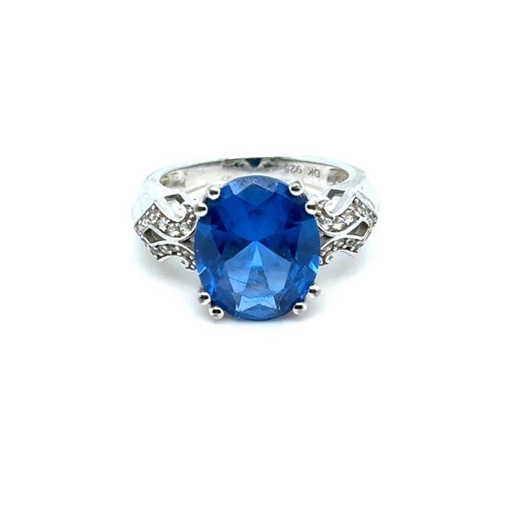 Sapphire Colored Cz Silver 925 Ring
